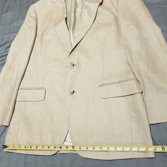 Brooks Brothers 346 Linen Blazer Mens 41R Beige Sport Coat Preppy Classic Suit - Picture 8 of 14